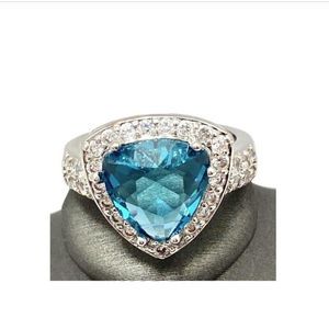 Marvelous Blue Topaz and White Sapphire Ring